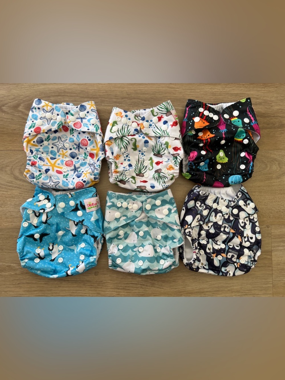 Ohbabyk Baby Cloth Diaper Pocket Covers Set of 6 Assorted